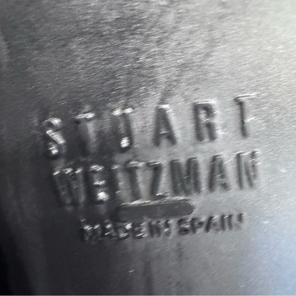 Stuart Weitzman Blk Leather & Blk Patent cap toe silver Chain Bow Flats Size 6 - Picture 12 of 13